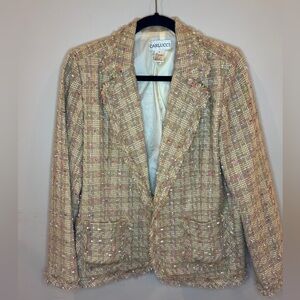 Carlucci Tan Brown Tweed Blazer Size Large